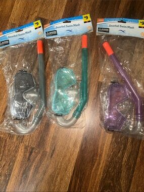 Kids Snorkel Swim Mask Set - Black, Teal, Purple